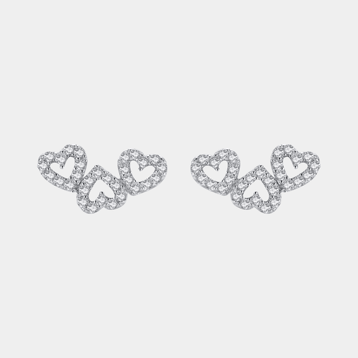 Heart Earrings Mini Triple Hearts S925 Sterling Silver