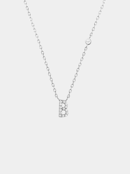 Initial Necklace B Letter Pendant Sterling Silver