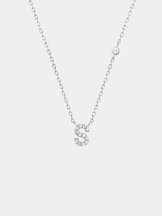 Initial Necklace S Letter Pendant Sterling Silver