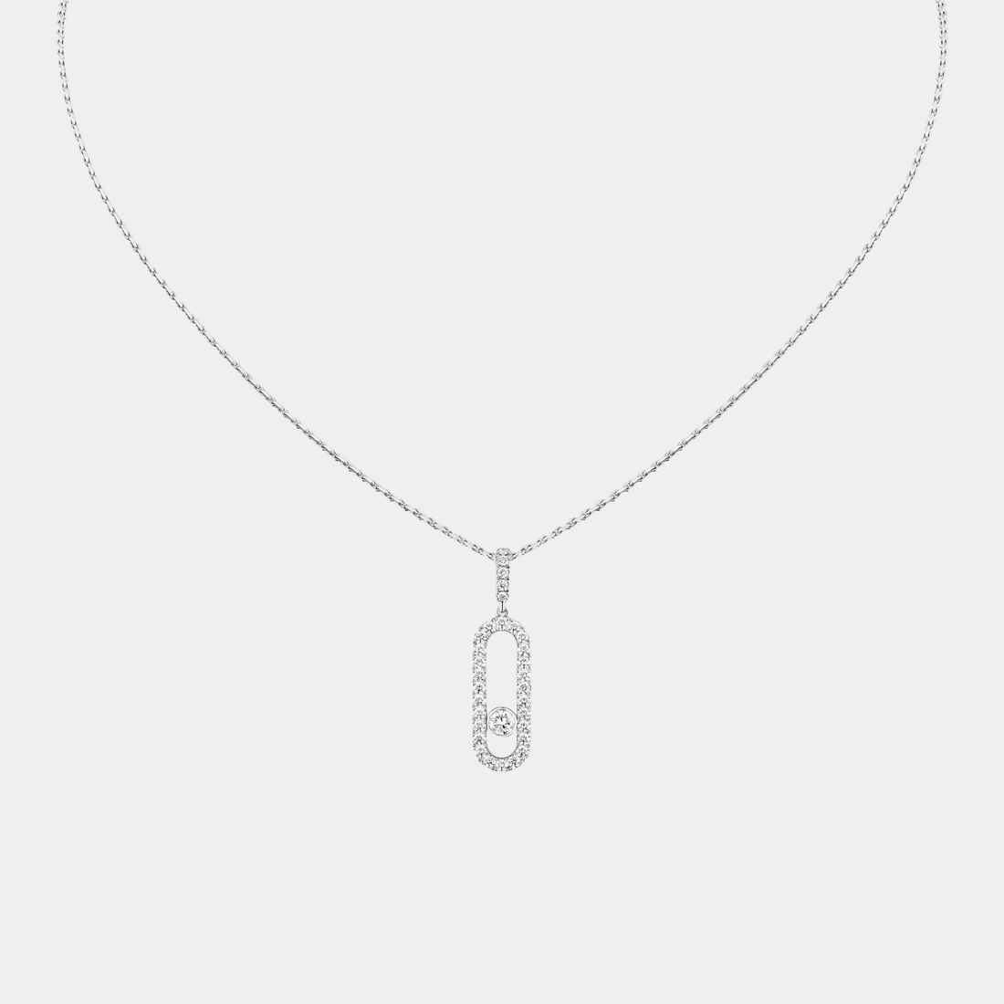 Kinetic Pave Necklace With Moving Diamond Sterling Silver