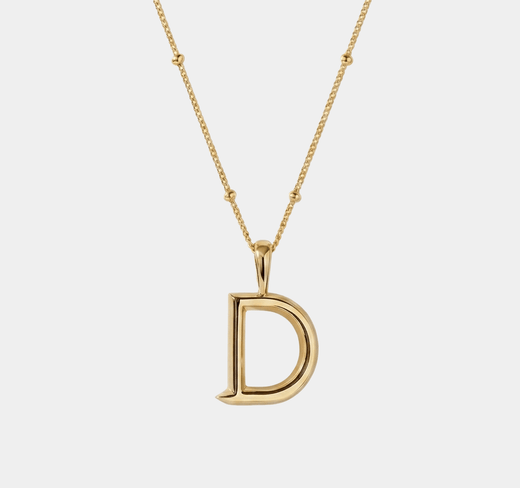 Letter D Initial Necklace 18k Gold