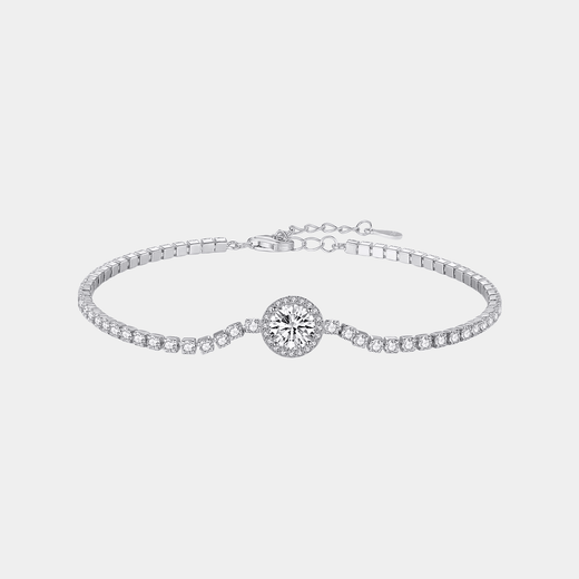 Sparkling Halo Tennis Bracelet S925 Sterling Silver